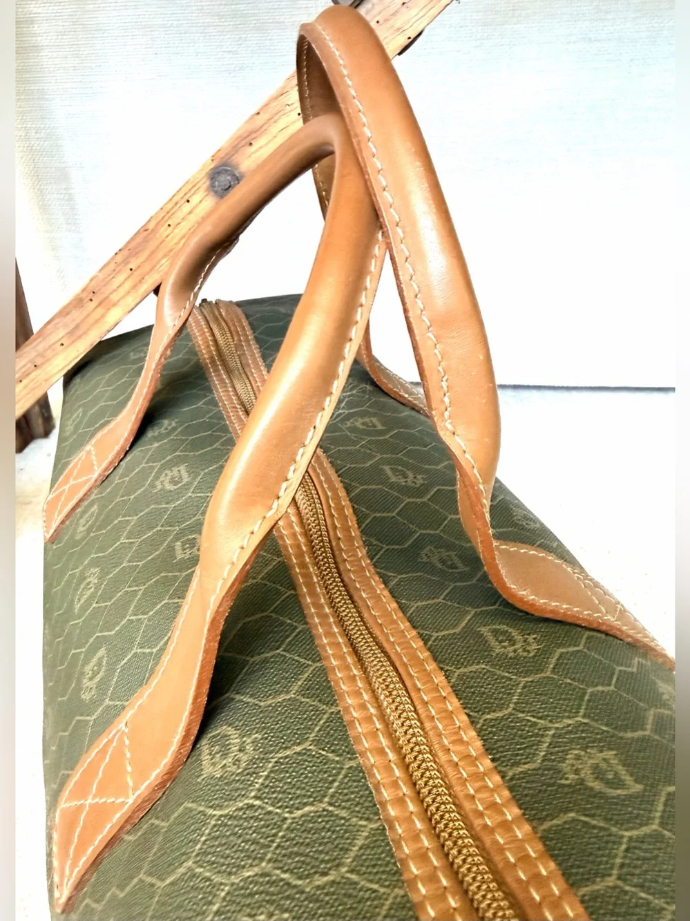 CHRISTIAN DIOR Vintage Honeycomb Monogram Boston Weekender Travel Bag Pristine